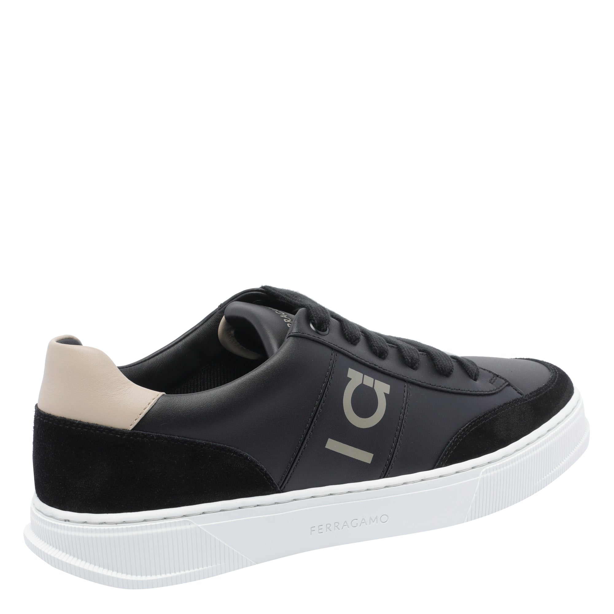 Ferragamo Sneakers Black Calf Leather/rubber Sole