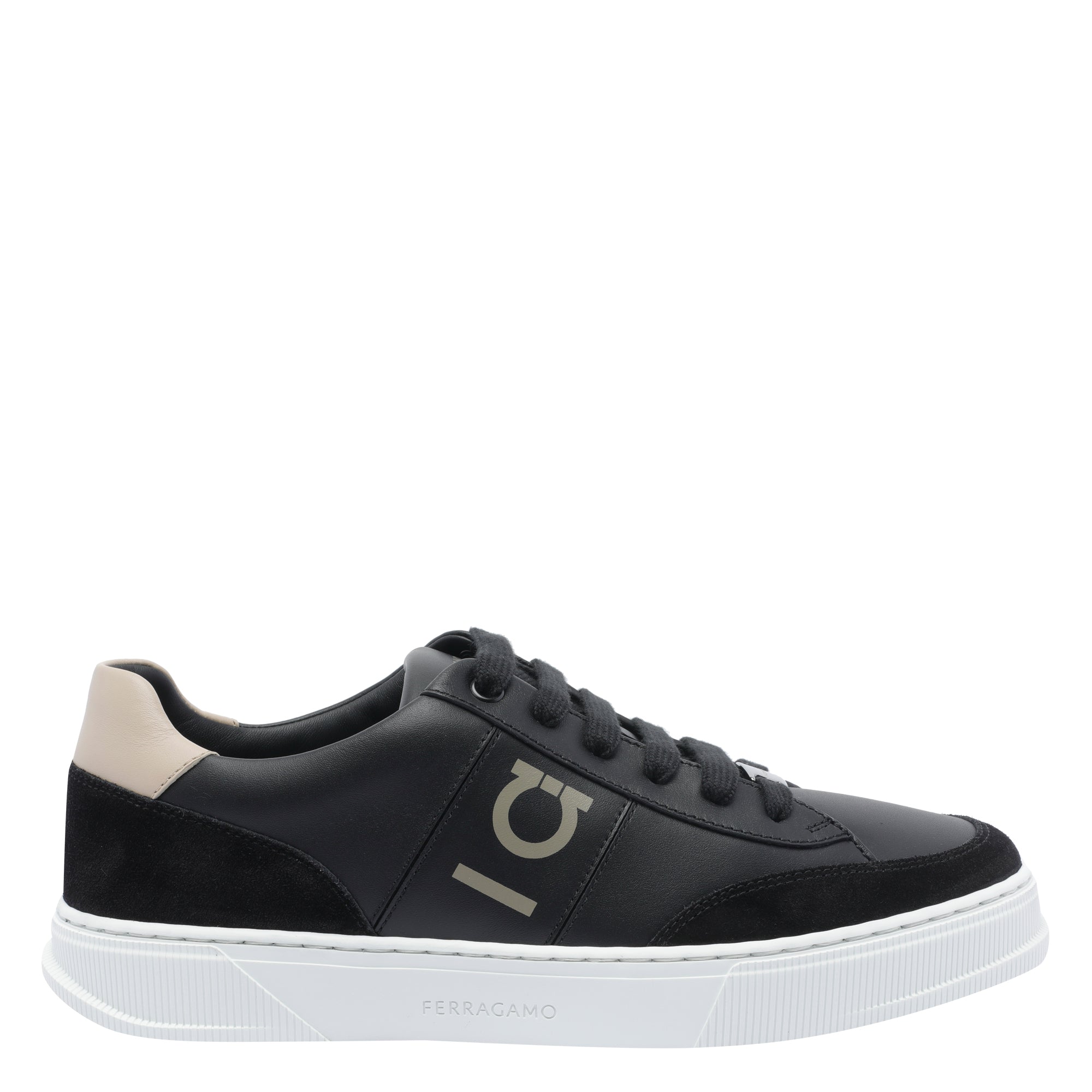 Ferragamo Sneakers Black Calf Leather/rubber Sole