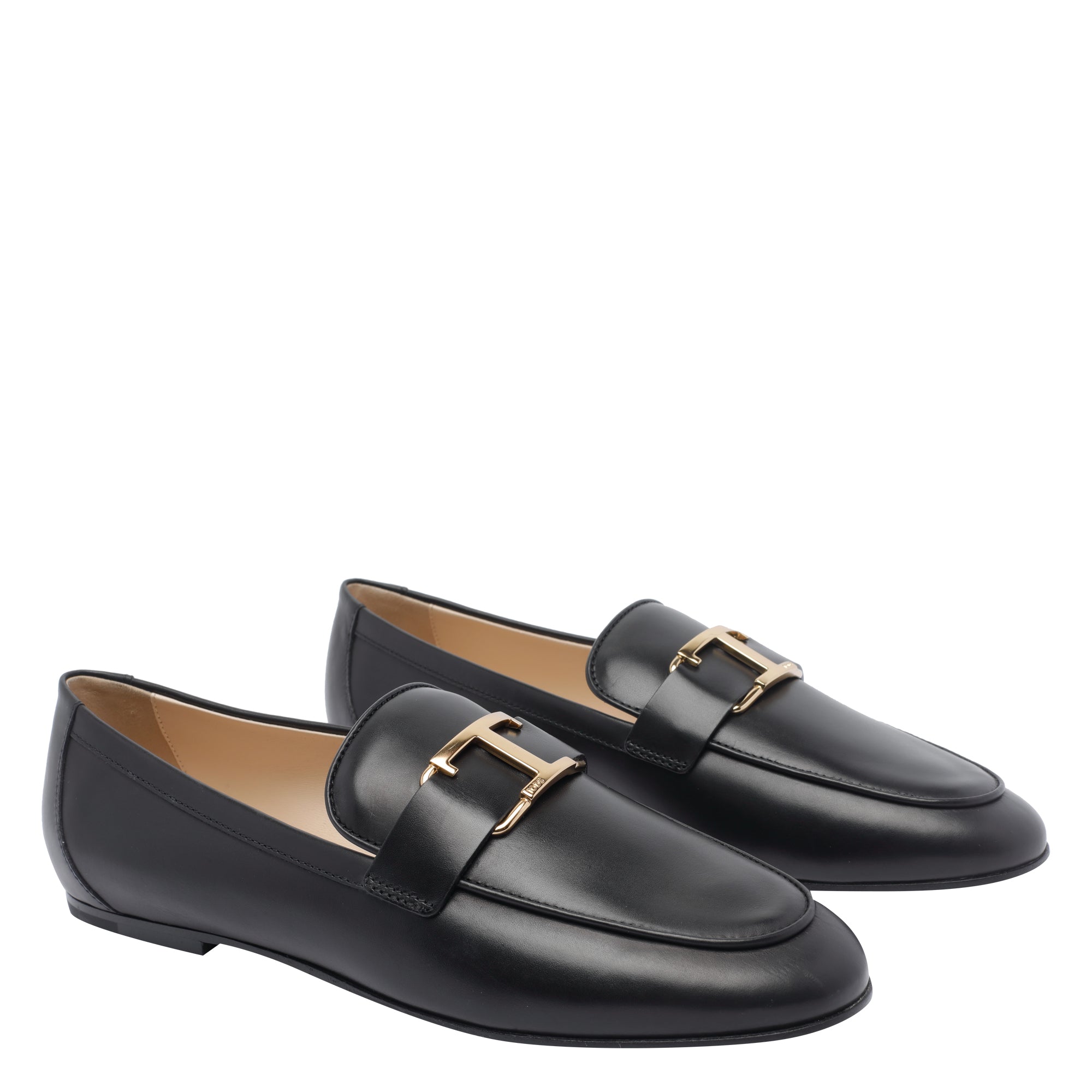 Tods Flat Shoes Black Calf Leather/leather Sole