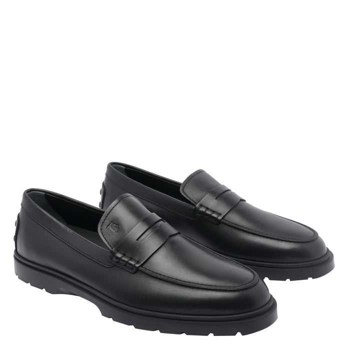 Tods Flat Shoes Black Calf Leather /rubber Sole