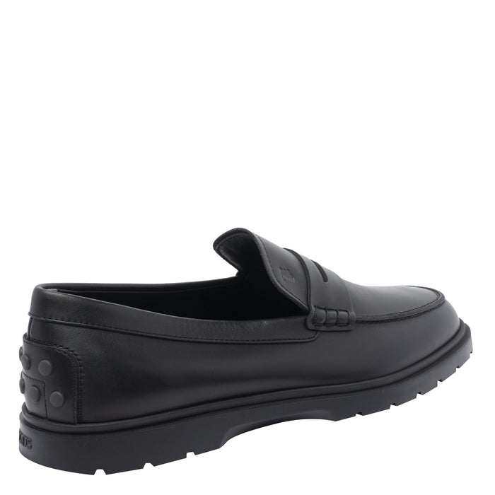 Tods Flat Shoes Black Calf Leather /rubber Sole