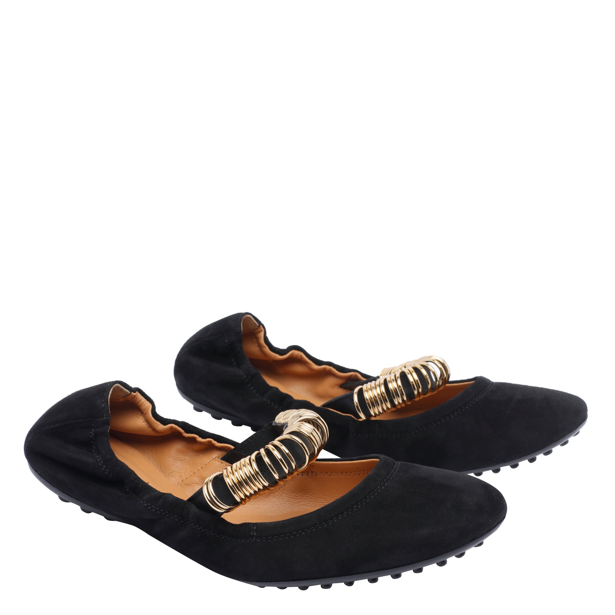Tods Flat Shoes Black Suede Leather /rubber Sole