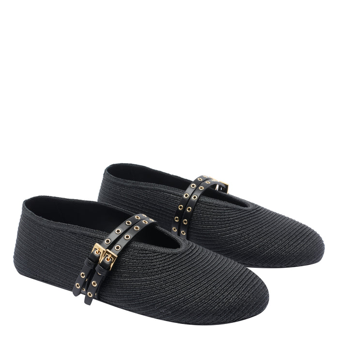 Alaia Flat Shoes Black Fabric/rubber Sole