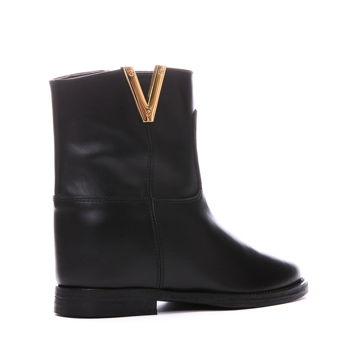 Via Roma 15 Boots Black Leather Rubber Sole