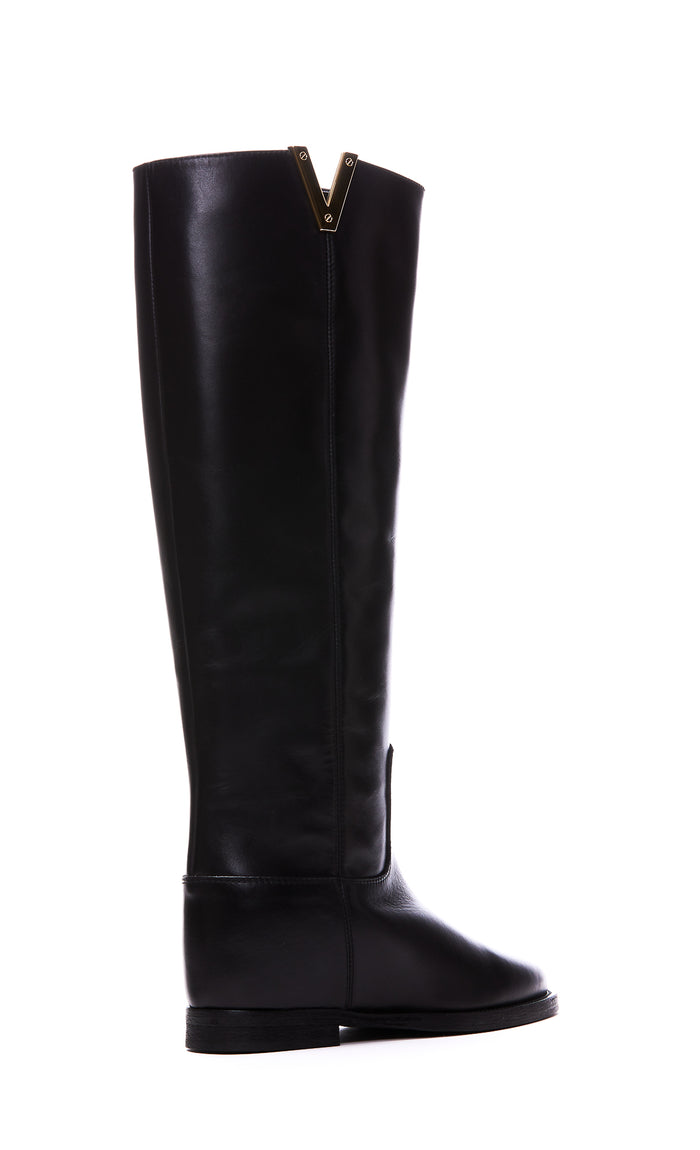 Via Roma 15 Boots Black Calf Leather/leather Sole