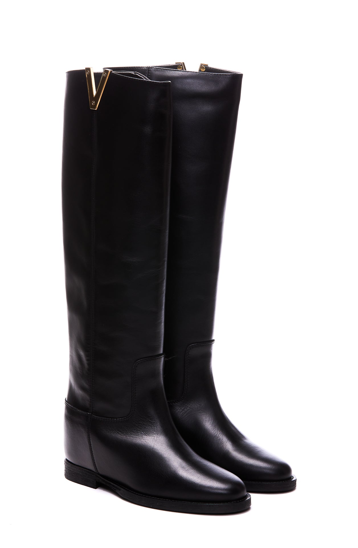 Via Roma 15 Boots Black Calf Leather/leather Sole