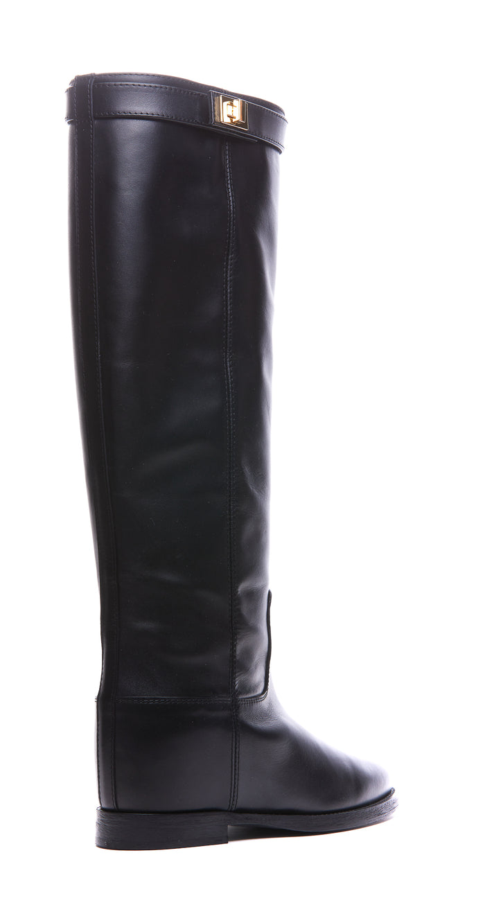 Via Roma 15 Boots Black Calf Leather/leather Sole