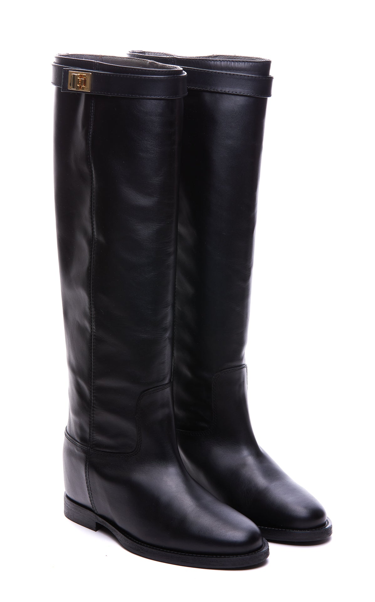 Via Roma 15 Boots Black Calf Leather/leather Sole