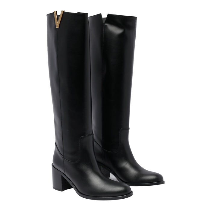 Via Roma 15 Boots Black Leather Rubber Sole