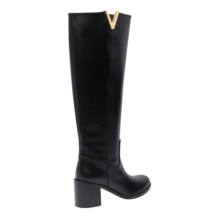 Via Roma 15 Boots Black Leather Rubber Sole