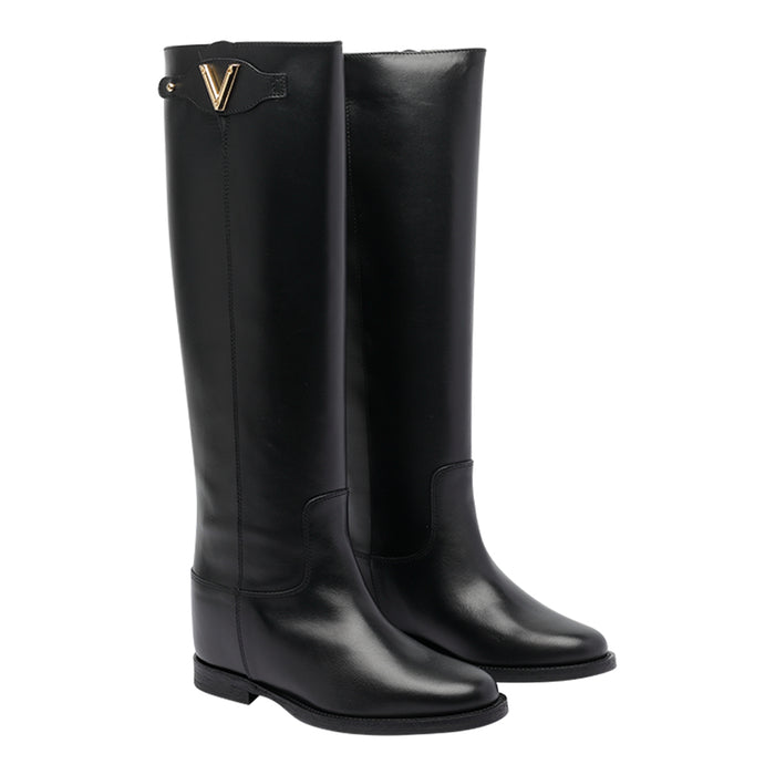 Via Roma 15 Boots Black Leather Rubber Sole