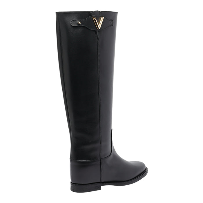 Via Roma 15 Boots Black Leather Rubber Sole
