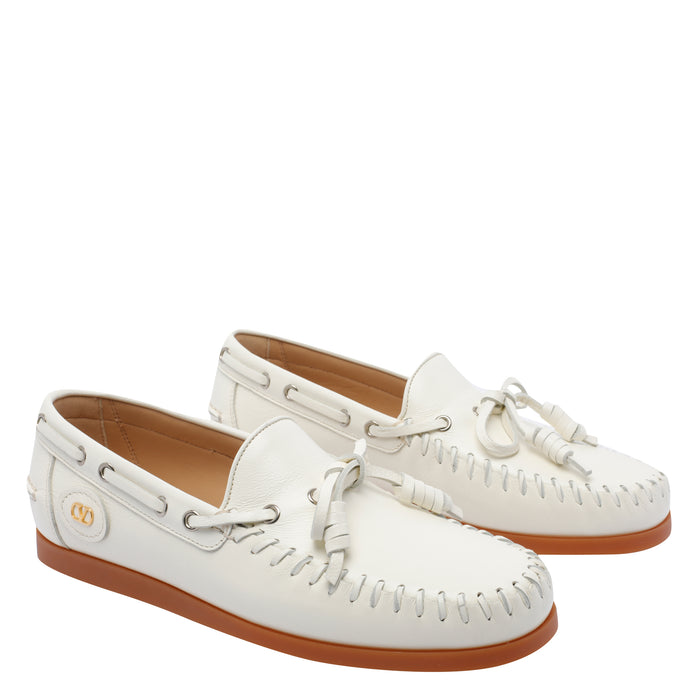Valentino Garavani Flat Shoes White Leather Rubber Sole