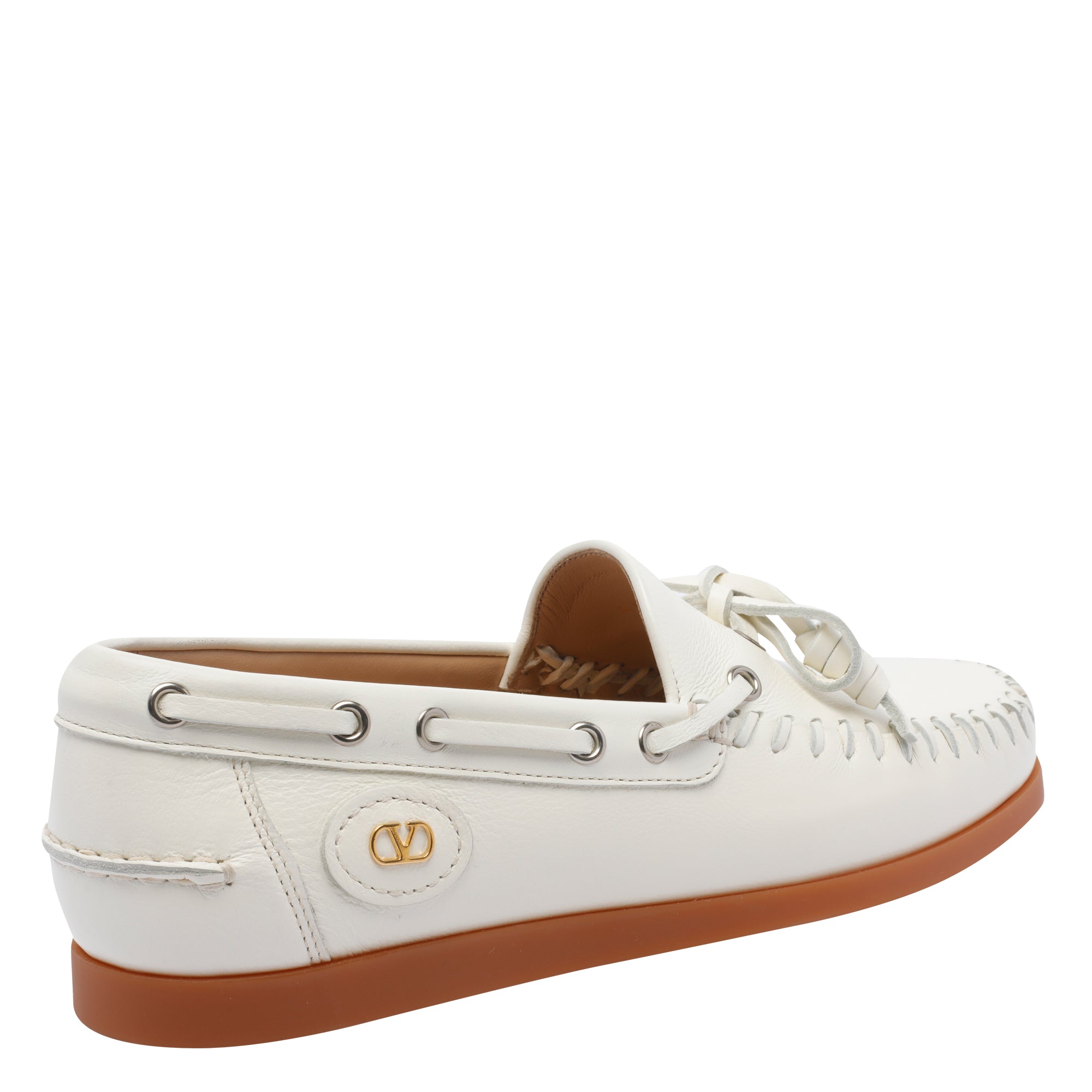 Valentino Garavani Flat Shoes White Leather Rubber Sole