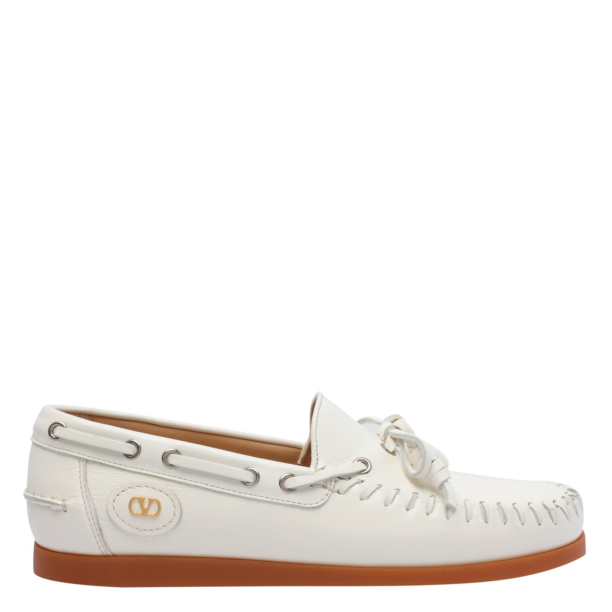 Valentino Garavani Flat Shoes White Leather Rubber Sole
