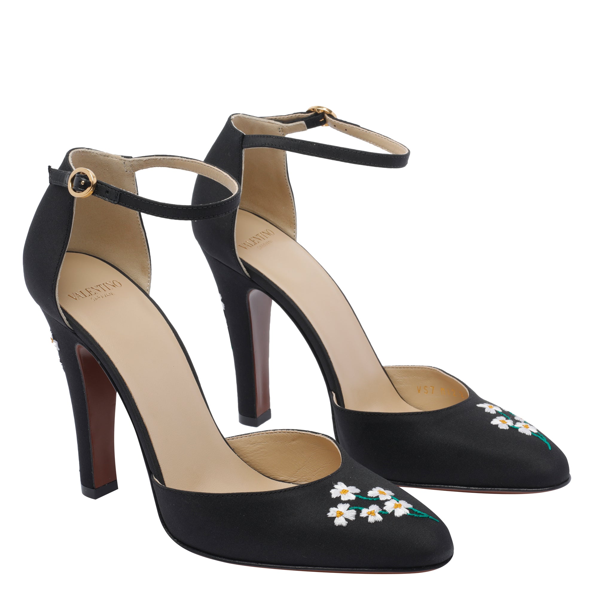Valentino Garavani With Heel Black Textile Leather