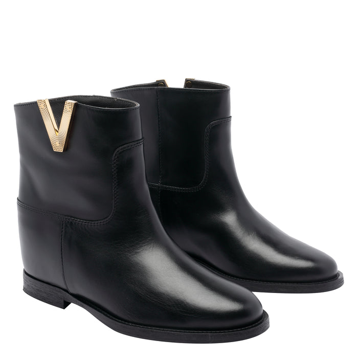 Via Roma 15 Boots Black Leather Rubber Sole