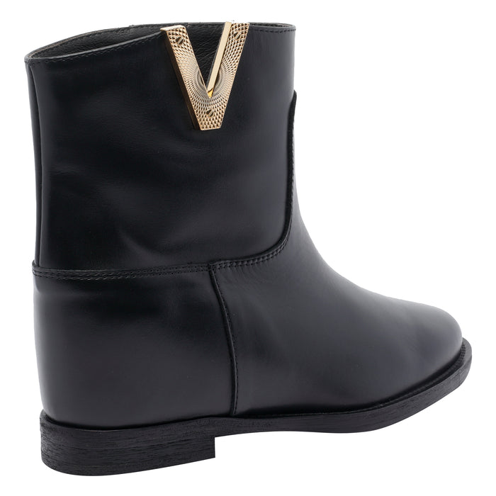 Via Roma 15 Boots Black Leather Rubber Sole