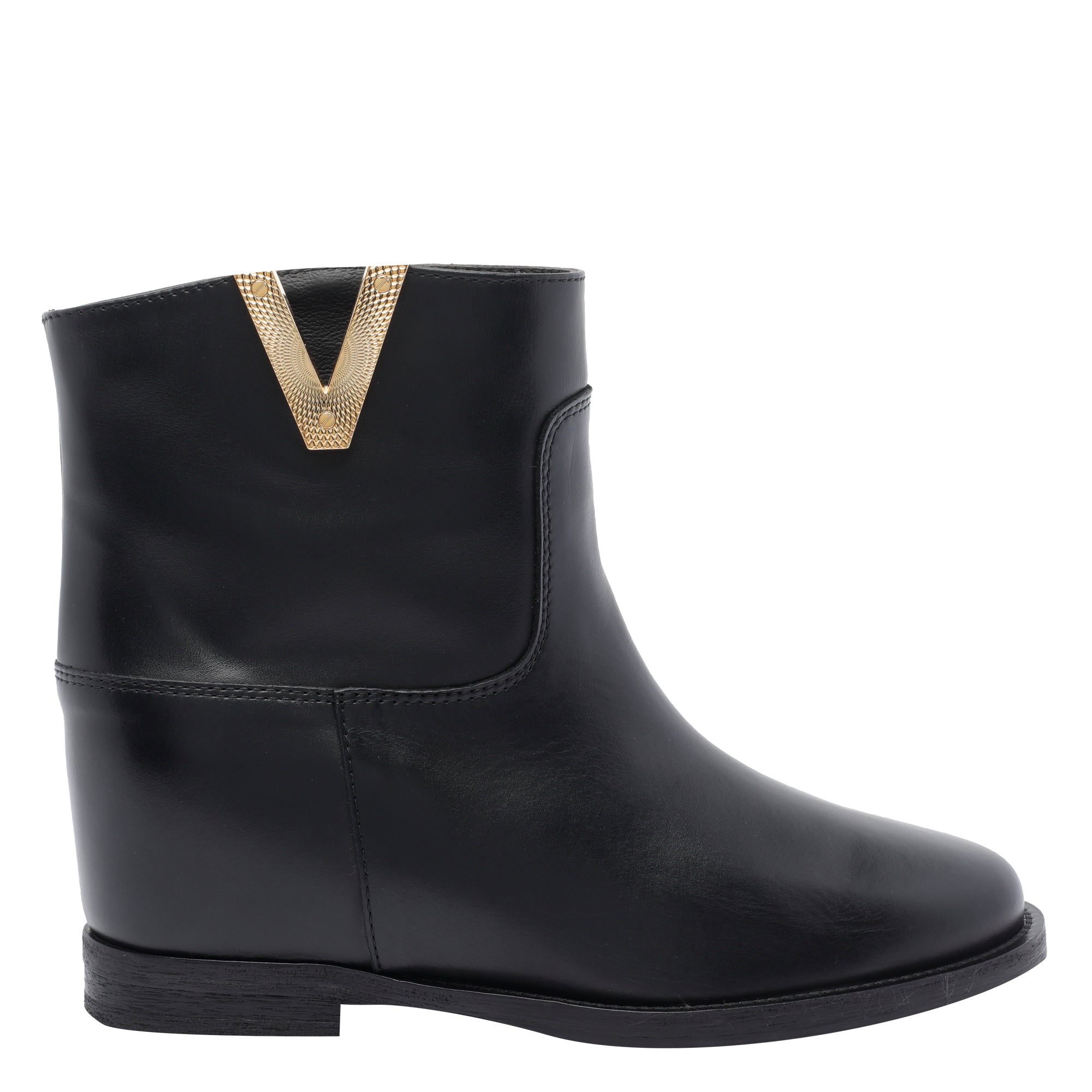 Via Roma 15 Boots Black Leather Rubber Sole
