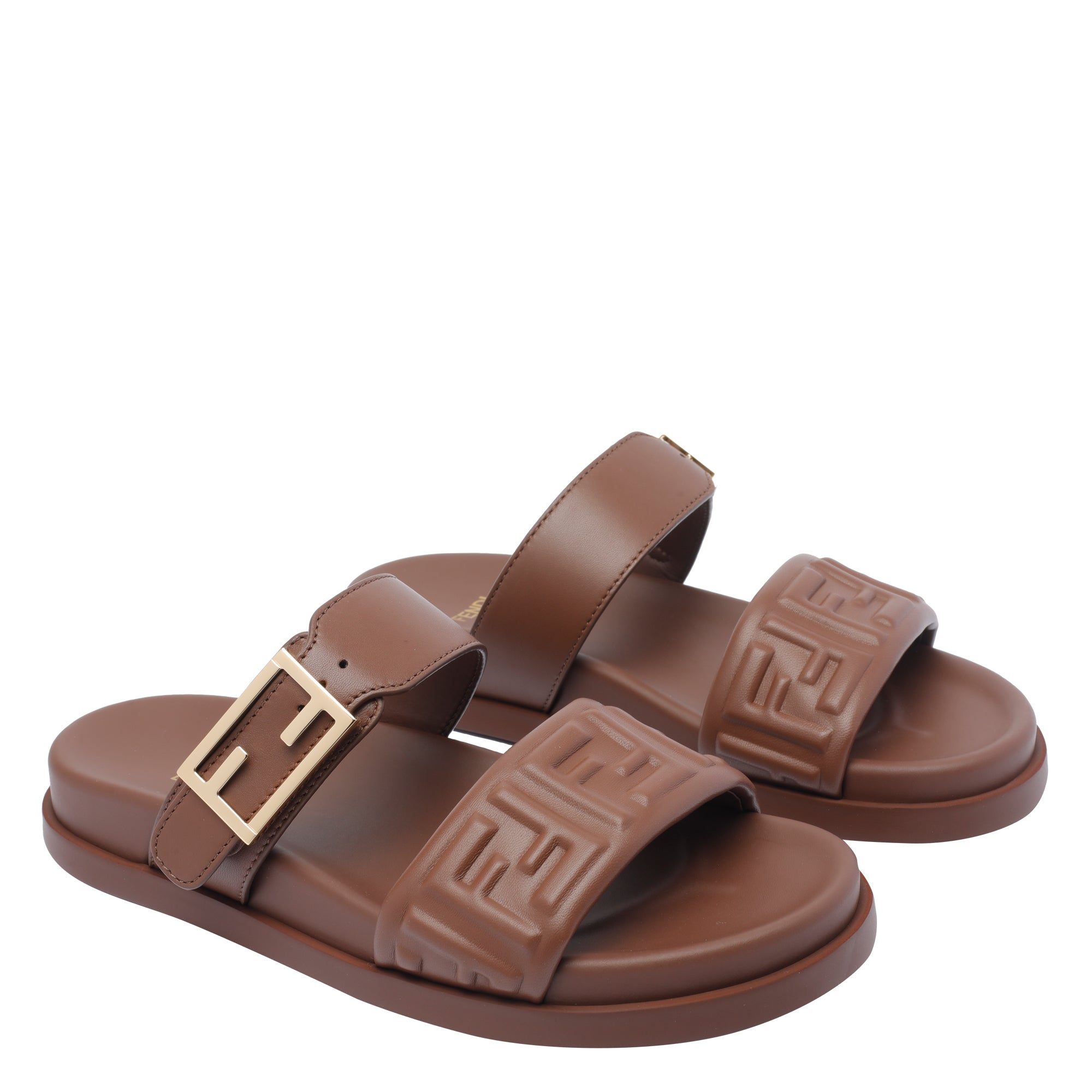 Fendi Sandals Brown Calf Leather/rubber Sole