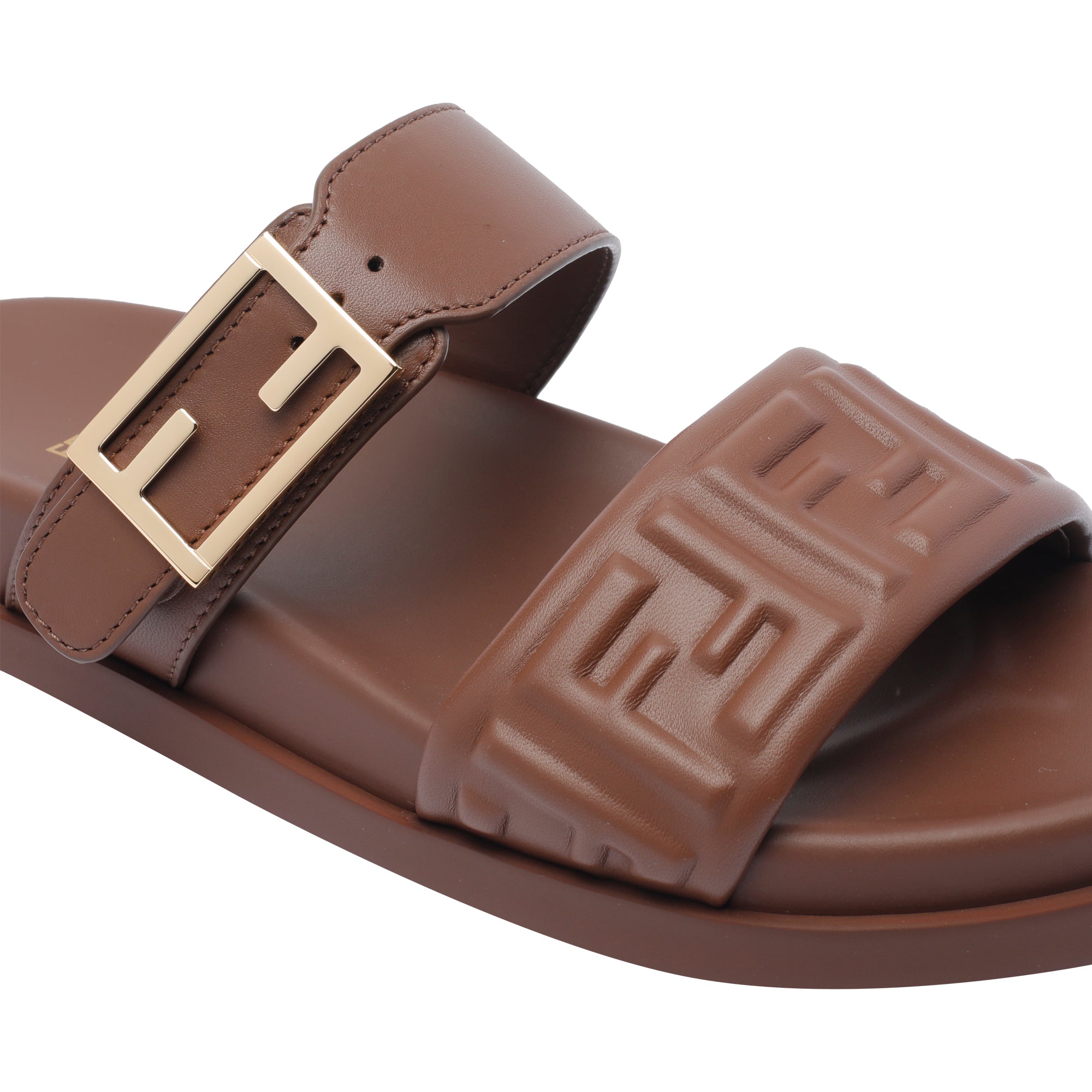 Fendi Sandals Brown Calf Leather/rubber Sole