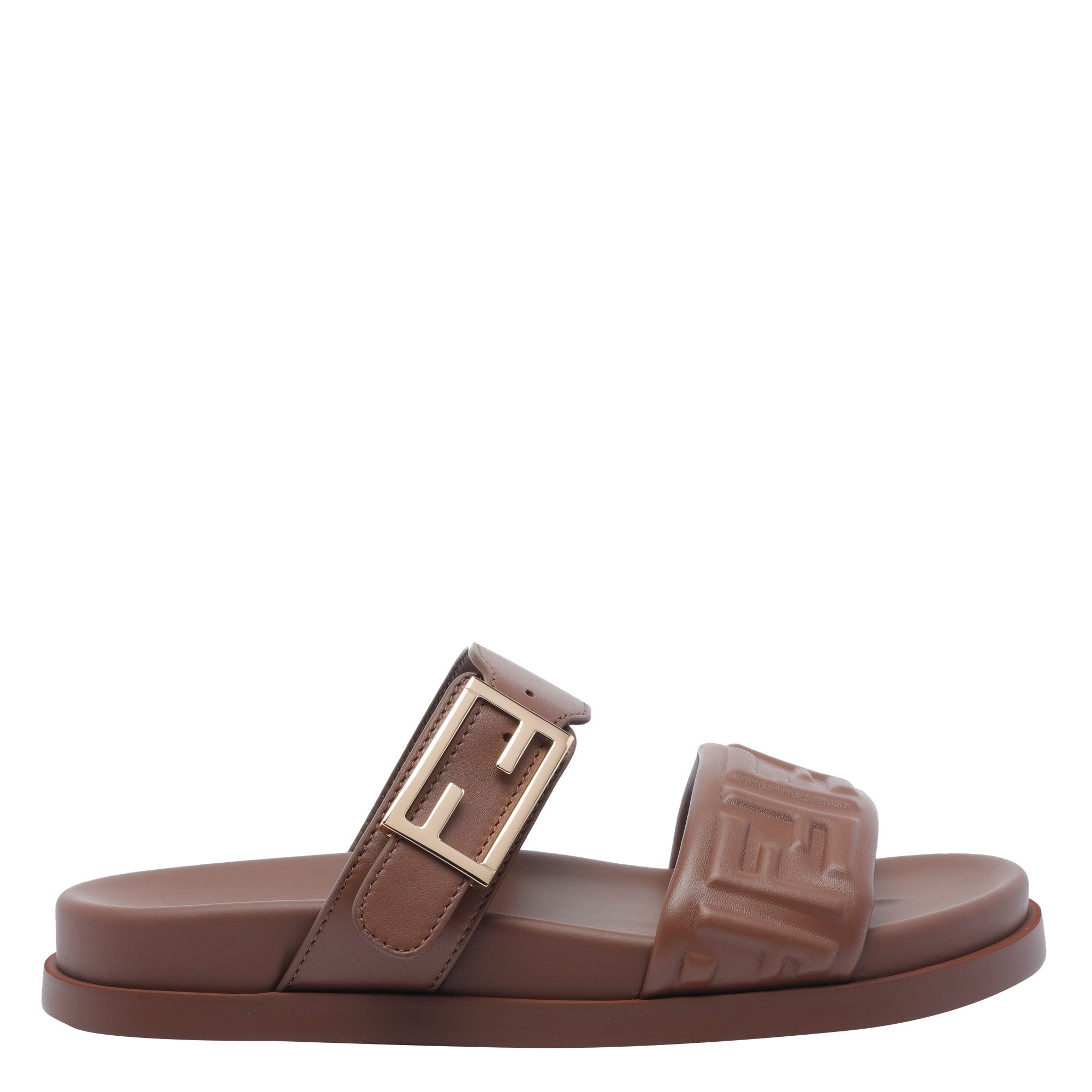 Fendi Sandals Brown Calf Leather/rubber Sole