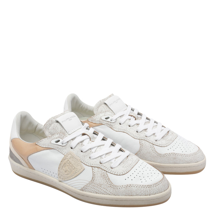 Philippe Model Sneakers Beige Leather Fabric Rubber Sole