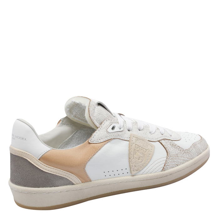 Philippe Model Sneakers Beige Leather Fabric Rubber Sole