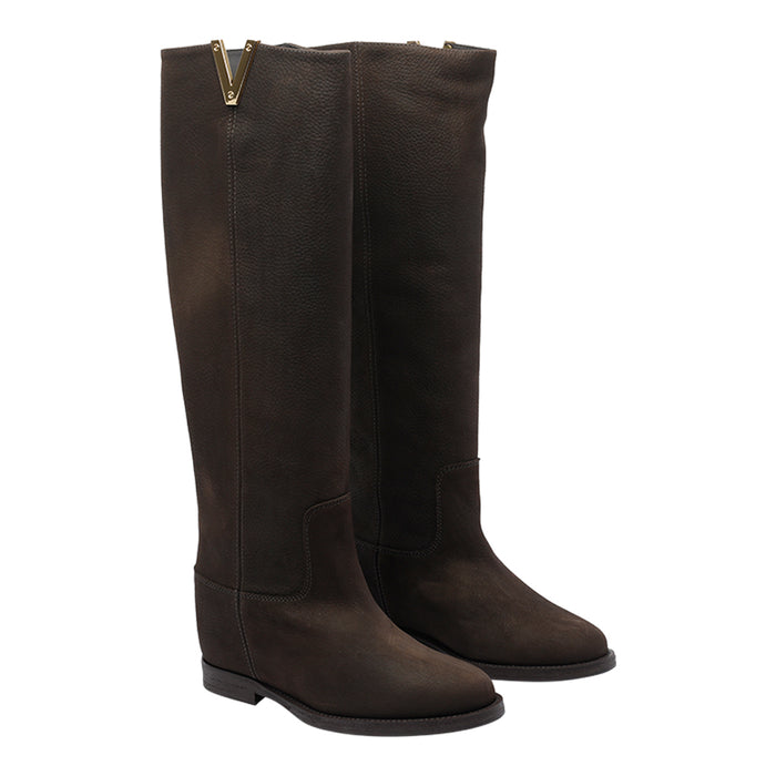 Via Roma 15 Boots Brown Leather Rubber Sole