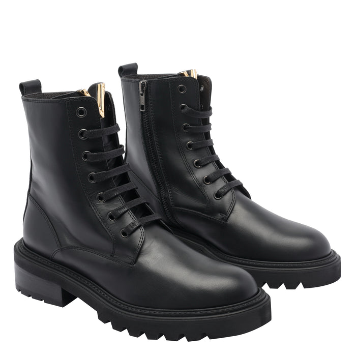 Via Roma 15 Boots Black Leather Rubber Sole