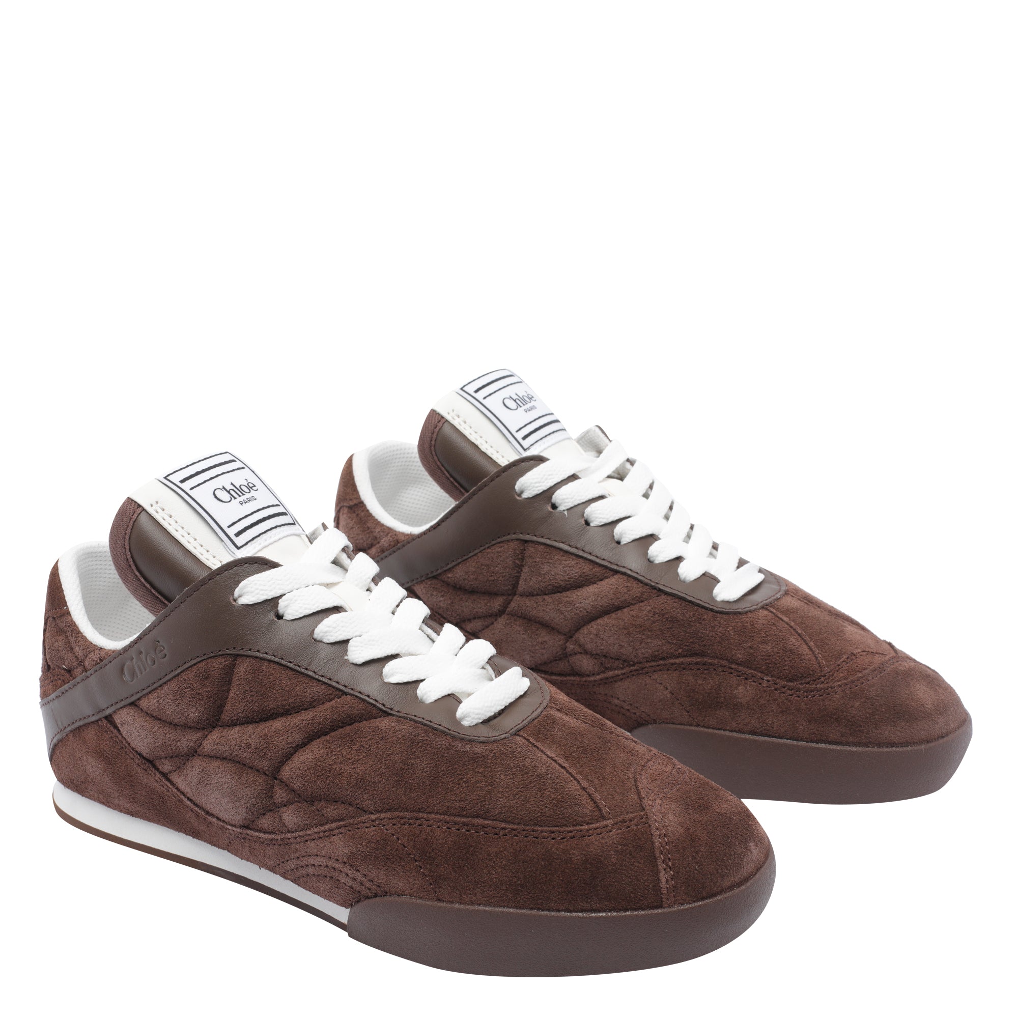 Chloè Sneakers Brown Leather Fabric Rubber Sole
