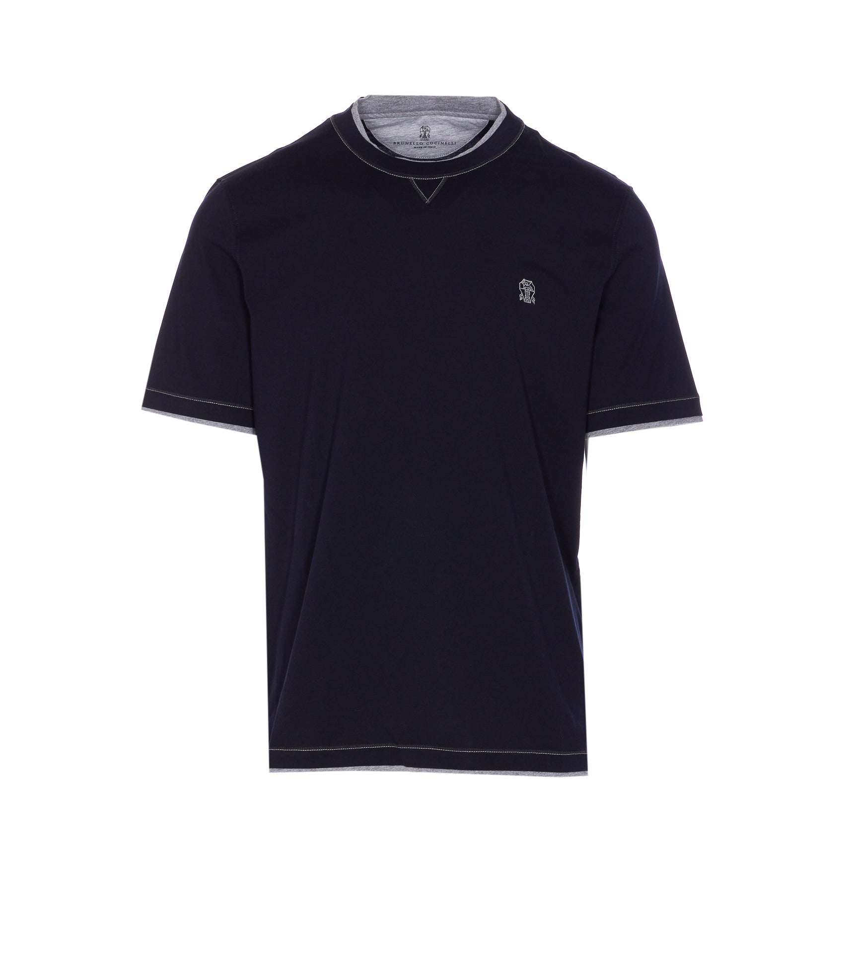 Brunello Cucinelli T-Shirts And Polos Blue Cotone