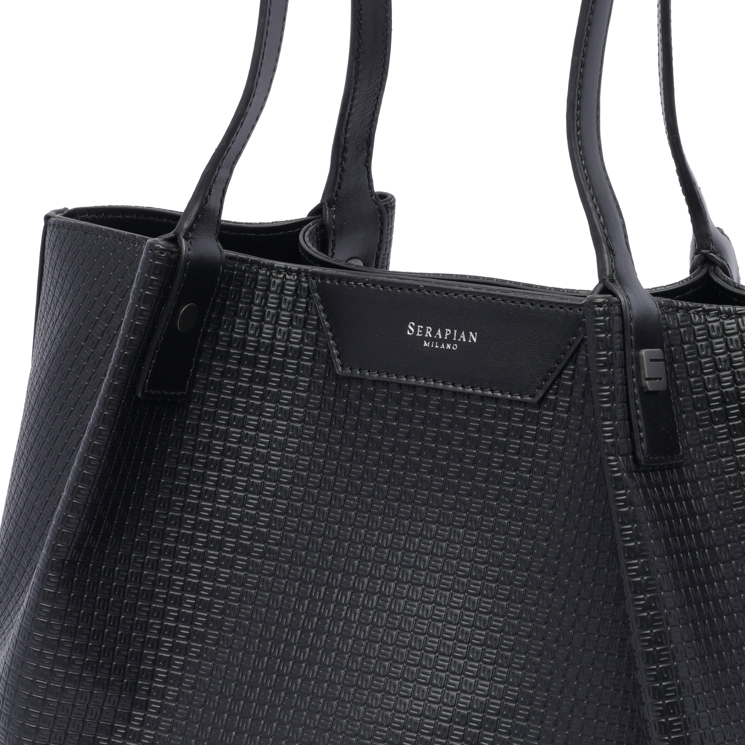 Serapian Bags Black Canvas Resinato