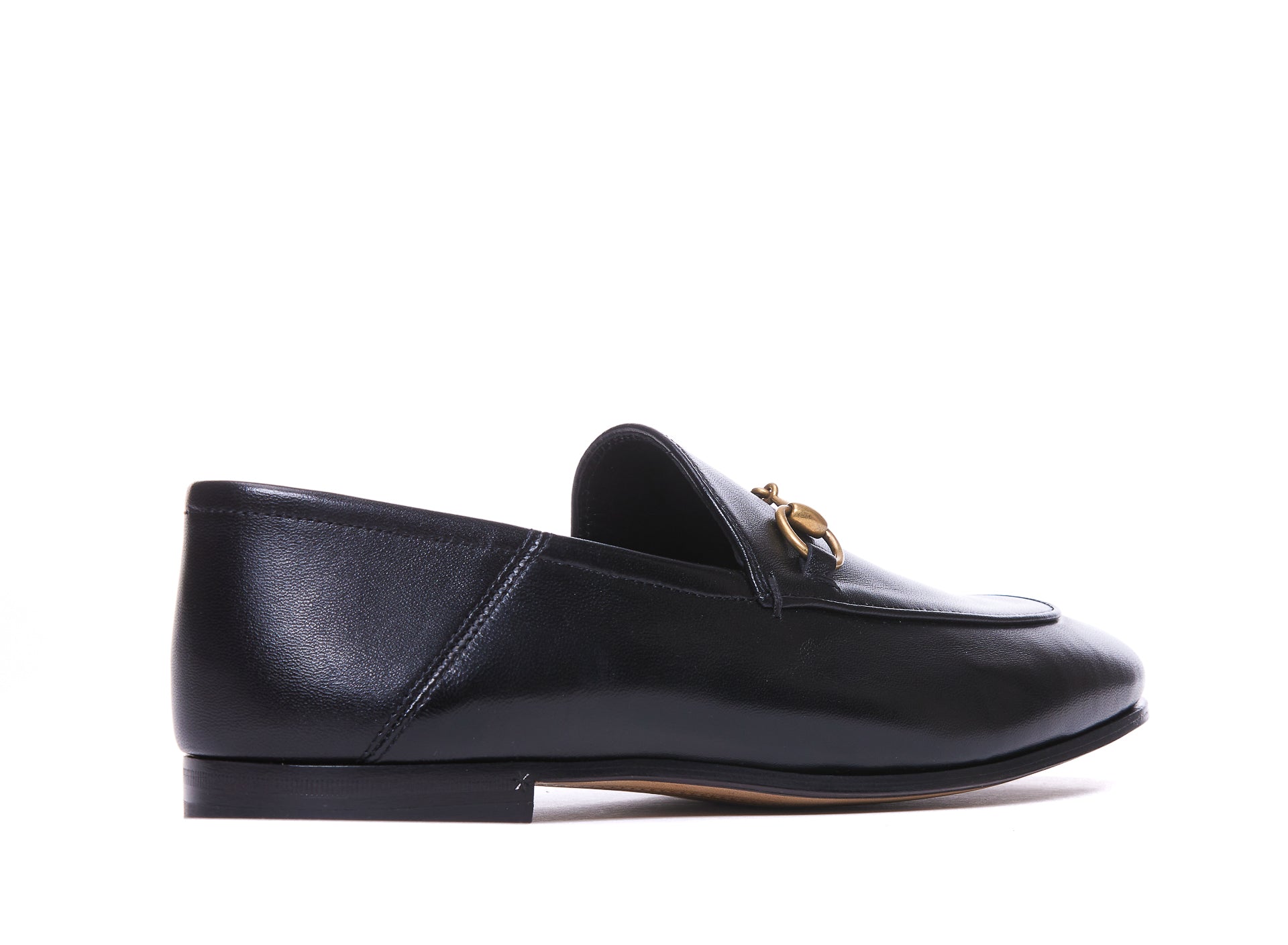 Gucci Flat Shoes Black Leather/ Leather Sole