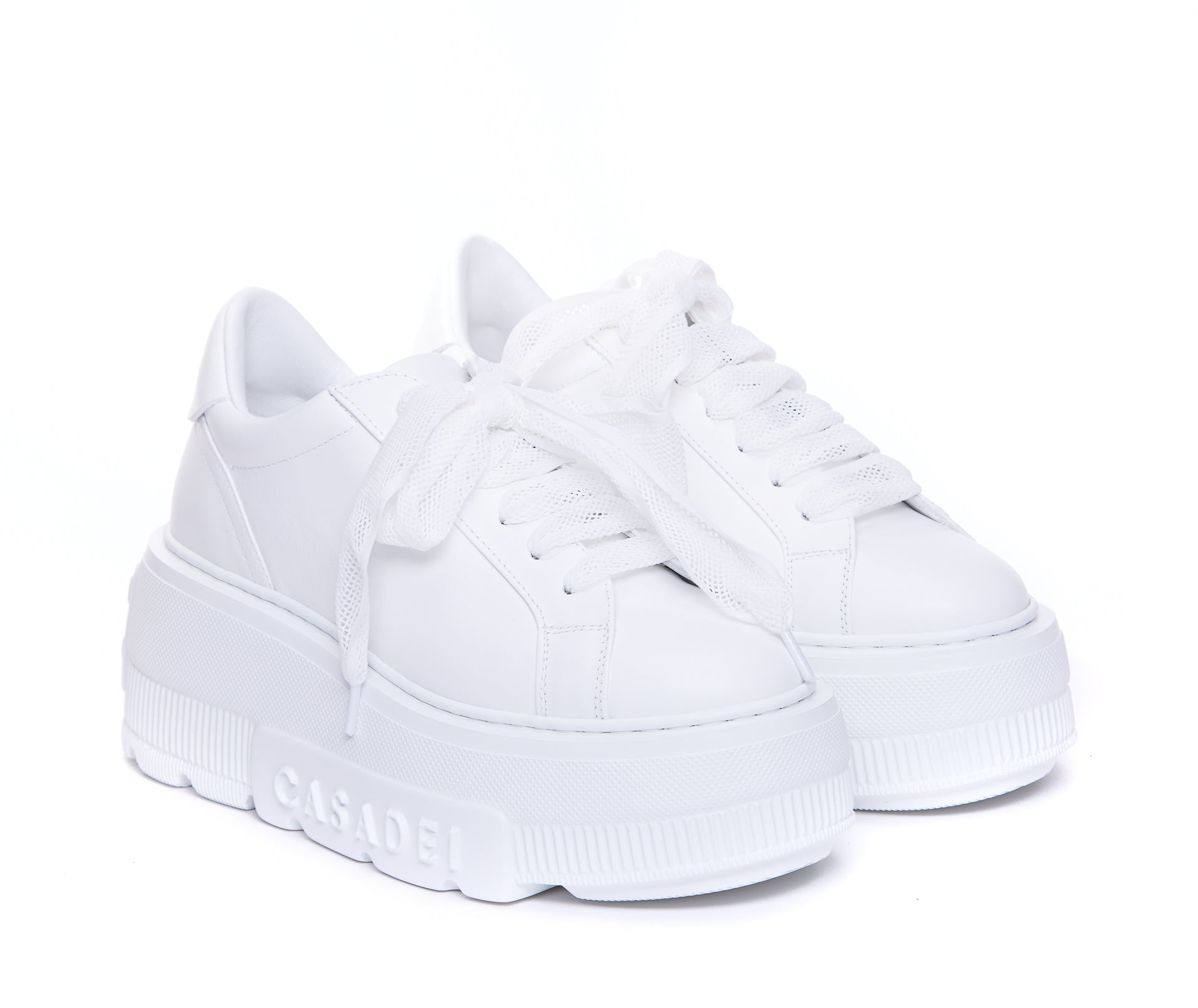 Casadei Sneakers White Leather/ Rubber Sole