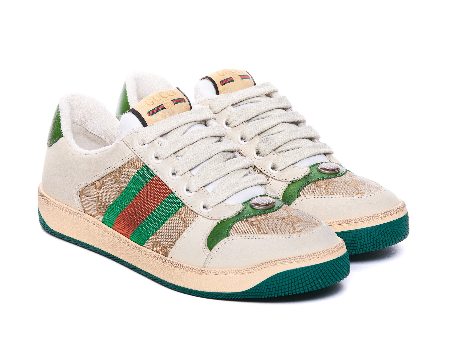 Gucci Sneakers Beige Fabric Leather