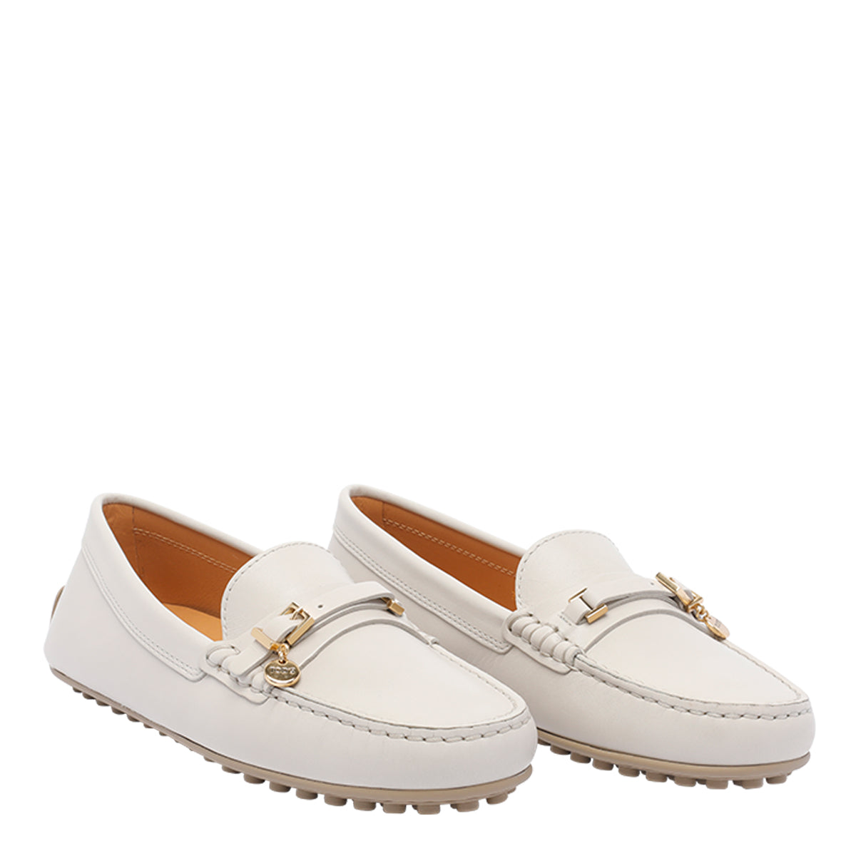 Tods Flat Shoes White Calf Leather/rubber Sole