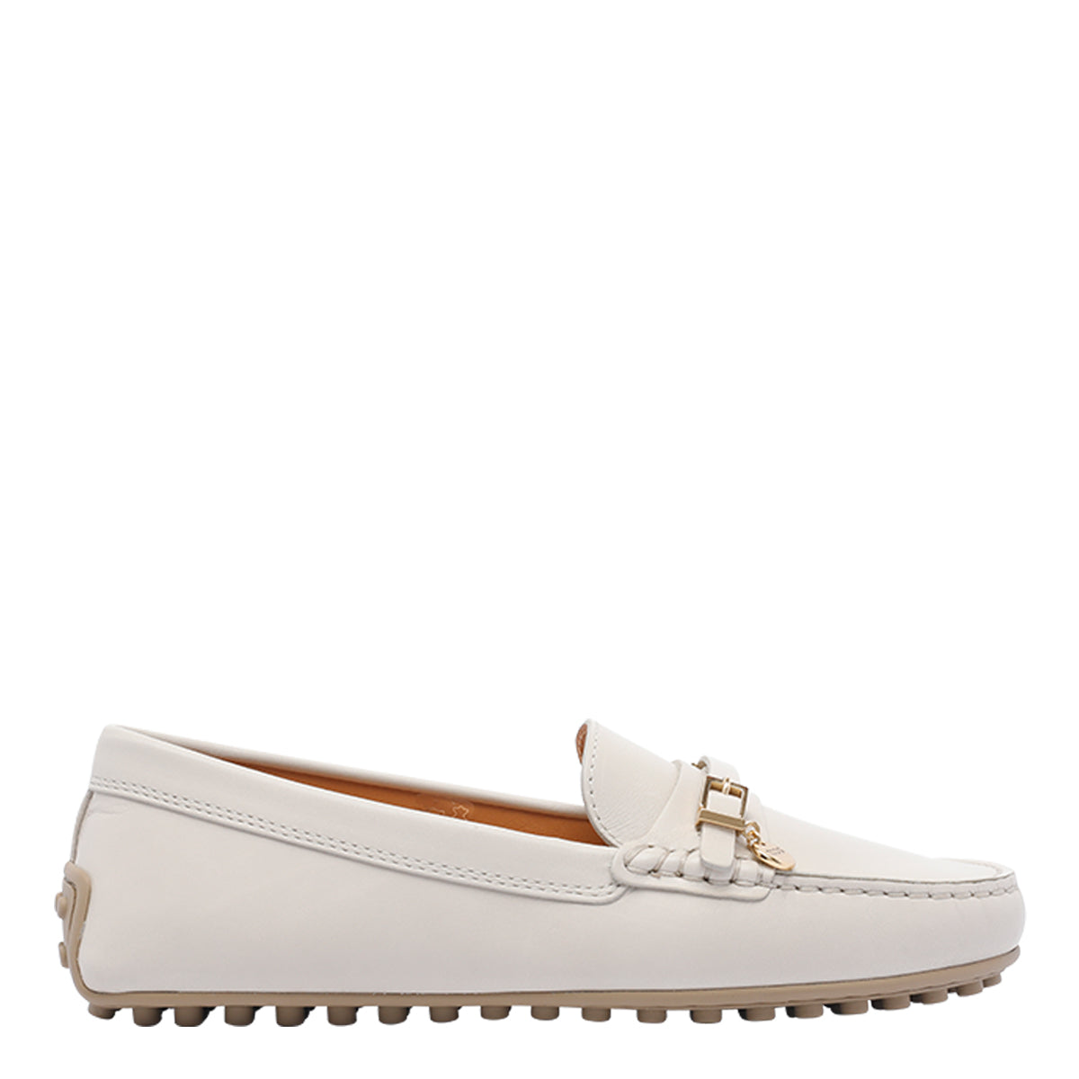 Tods Flat Shoes White Calf Leather/rubber Sole