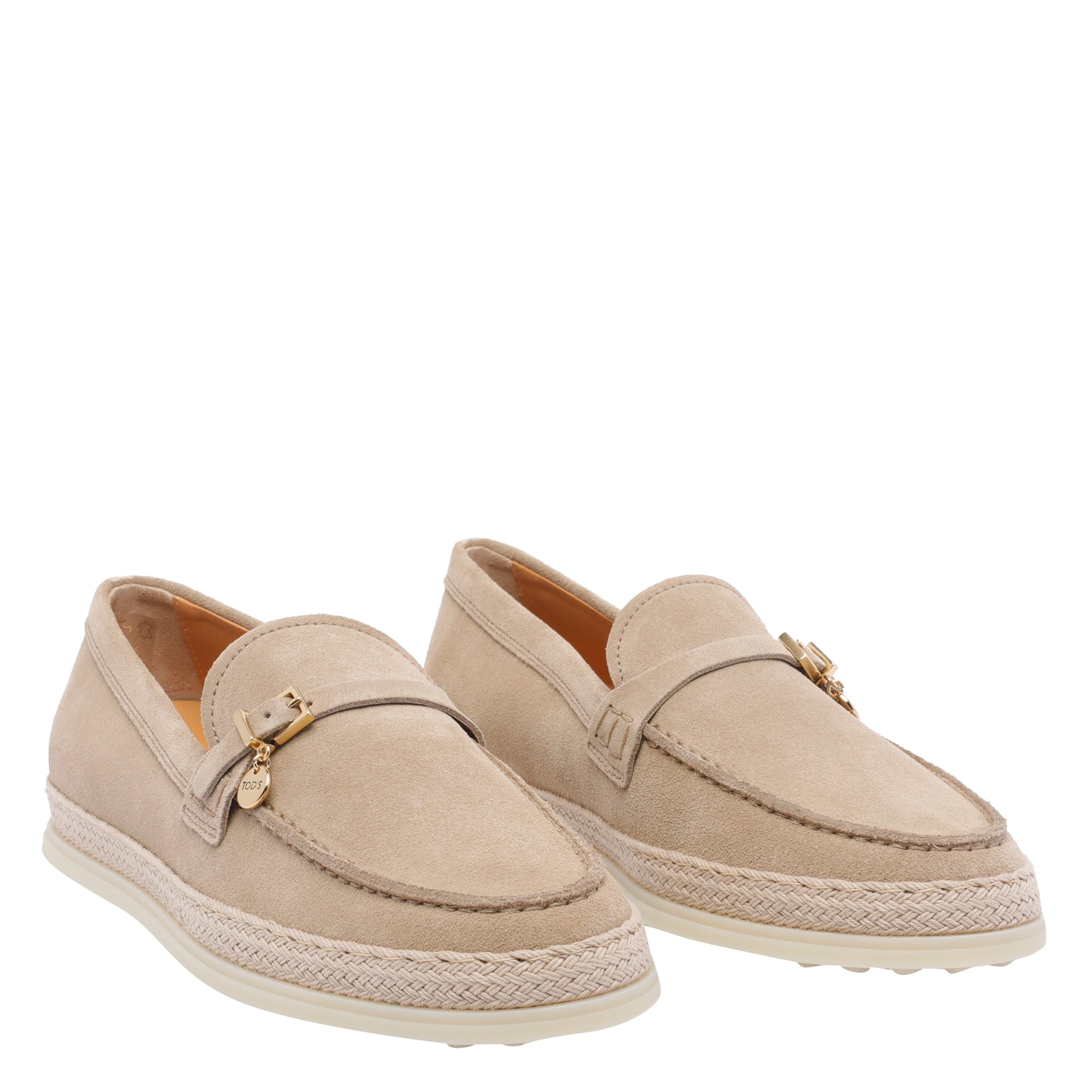 Tods Flat Shoes Beige Calf Leather/rubber Sole