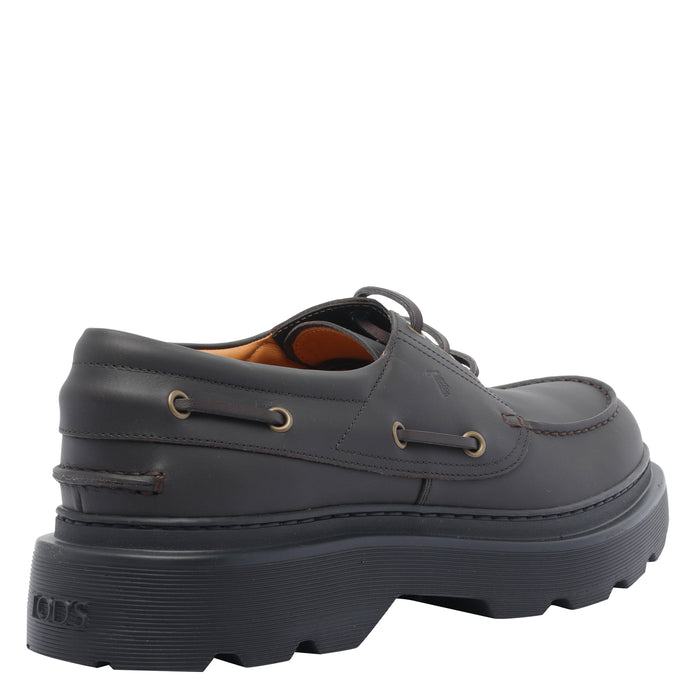 Tods Flat Shoes Black Calf Leather/rubber Sole