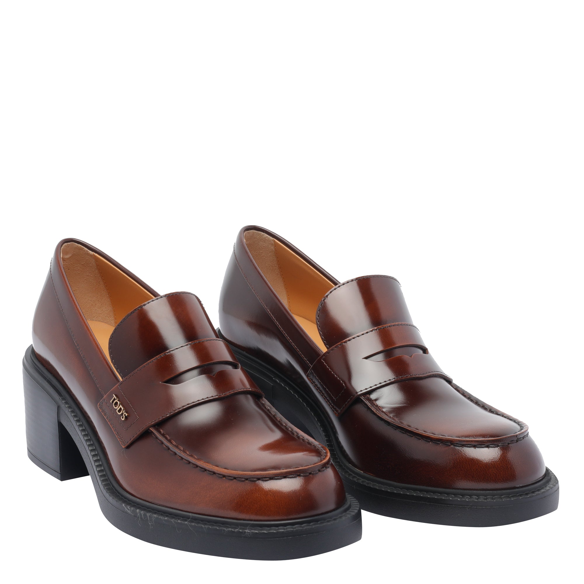 Tods With Heel Red Calf Leather/rubber Sole