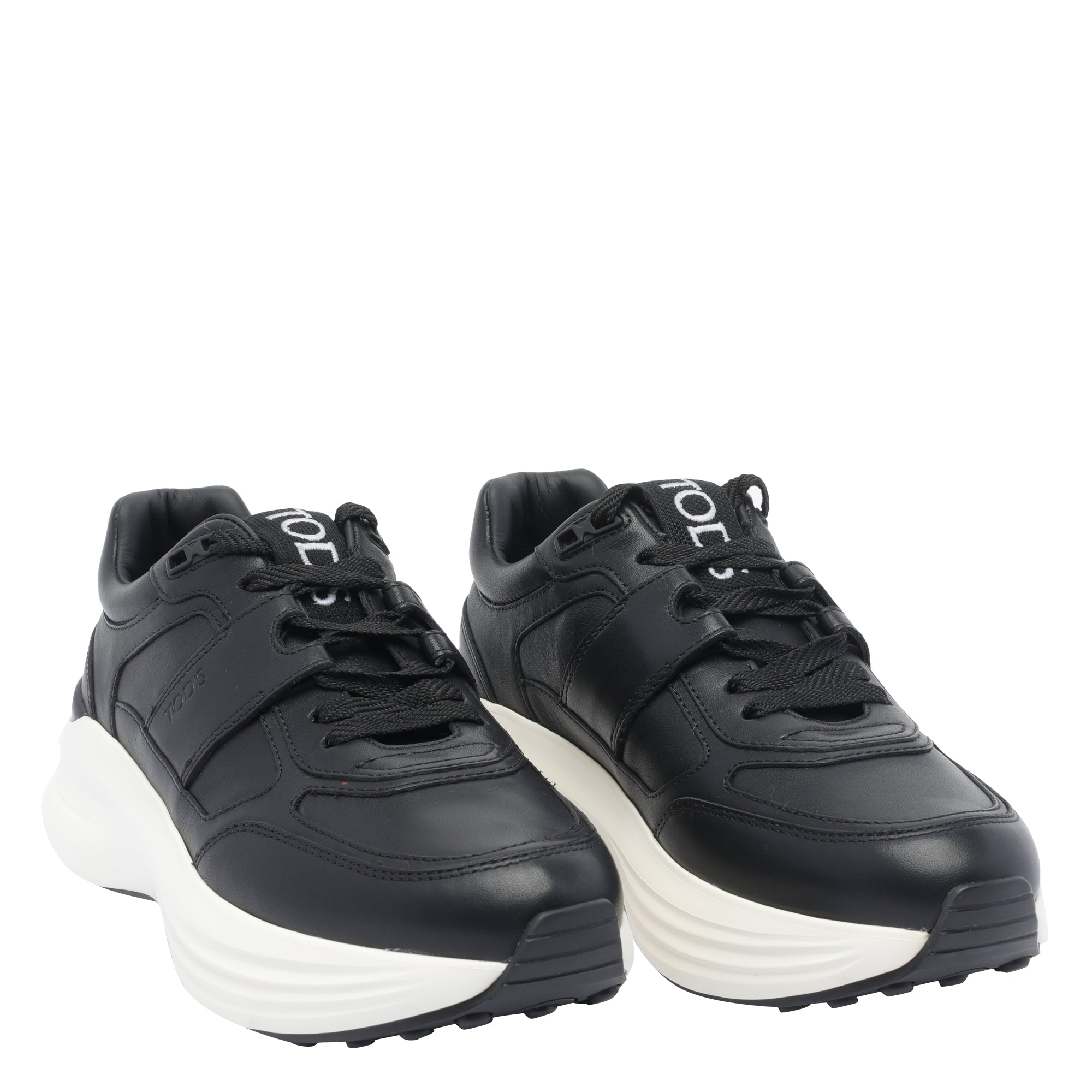 Tods Sneakers Black Leather Rubber Sole