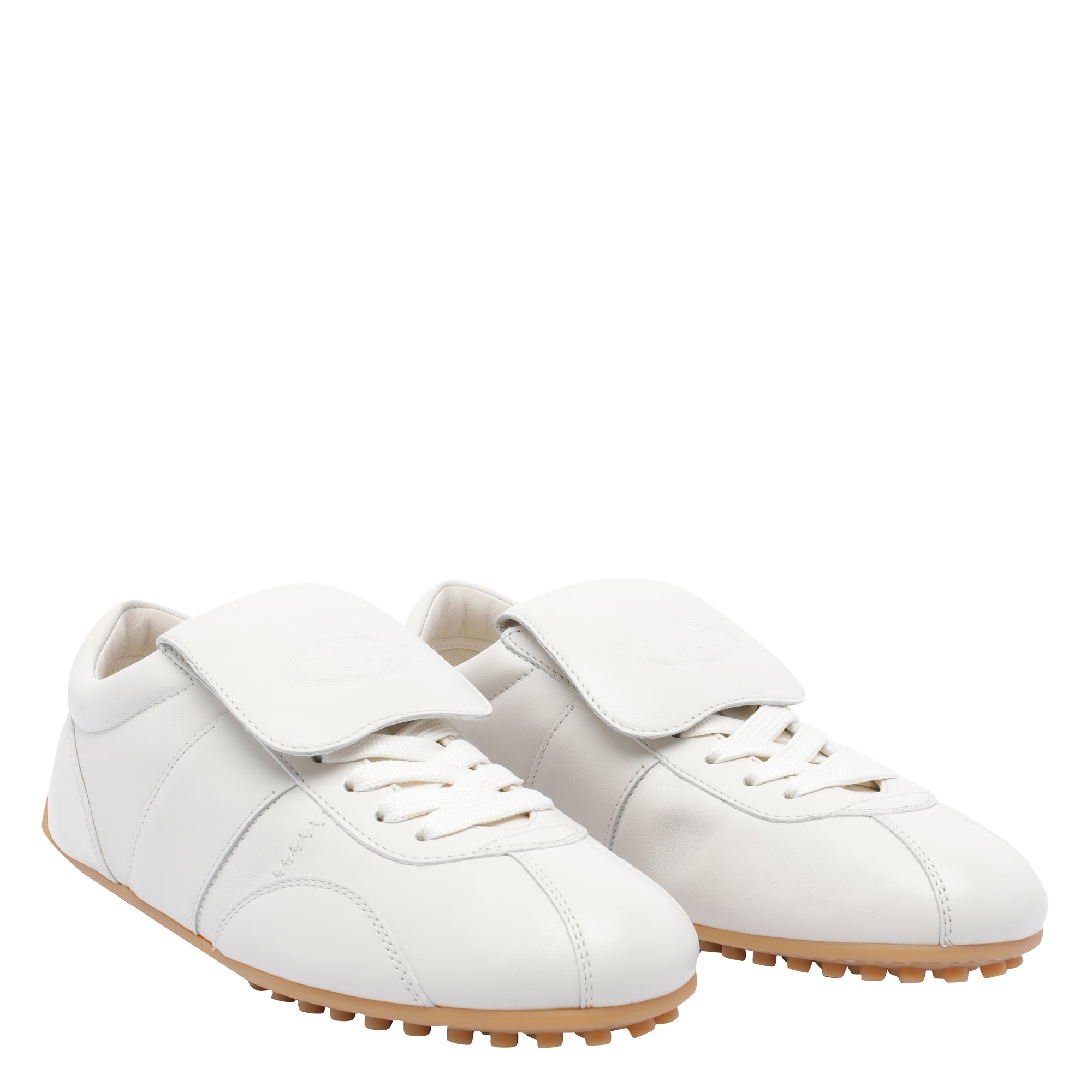 Tods Sneakers White Calf Leather/rubber Sole