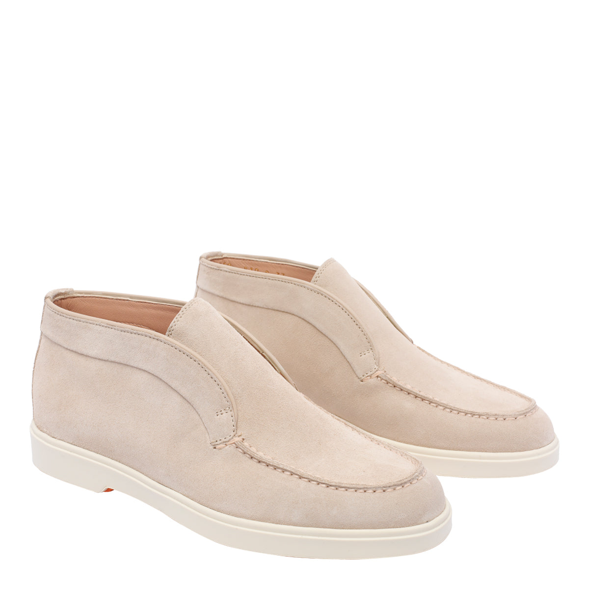 Santoni Flat Shoes Pink Suede Leather/rubber Sole