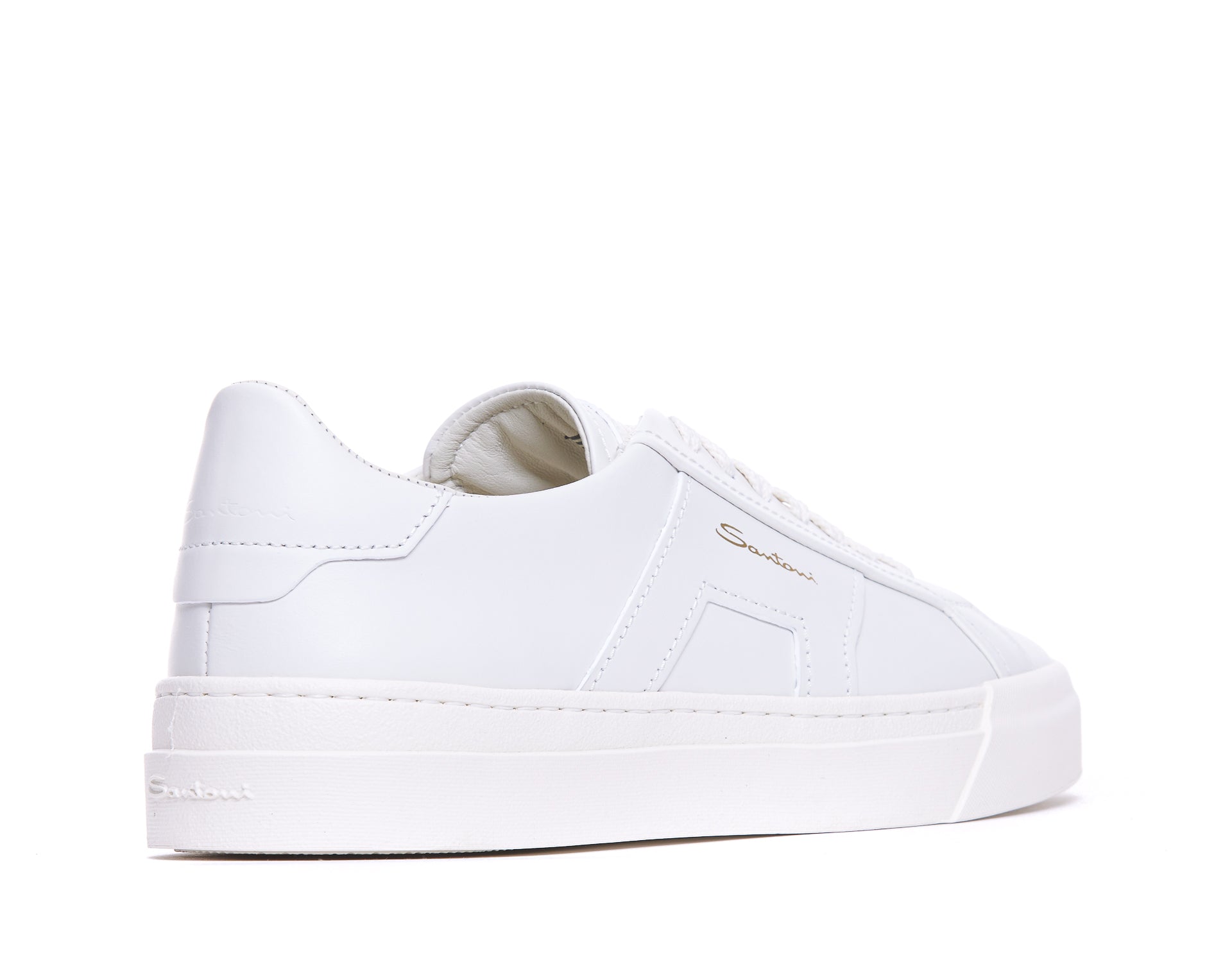 Santoni Sneakers White Calf Leather/rubber Sole