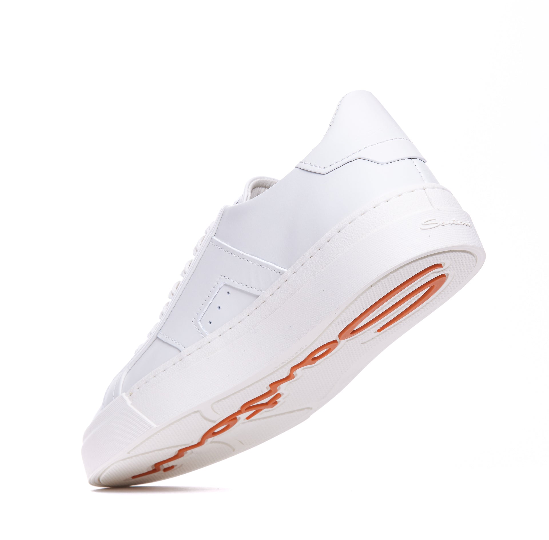 Santoni Sneakers White Calf Leather/rubber Sole