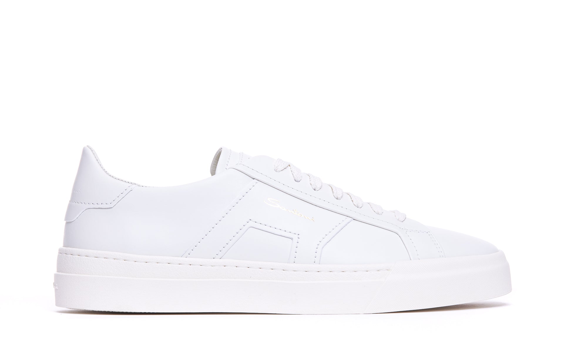 Santoni Sneakers White Calf Leather/rubber Sole