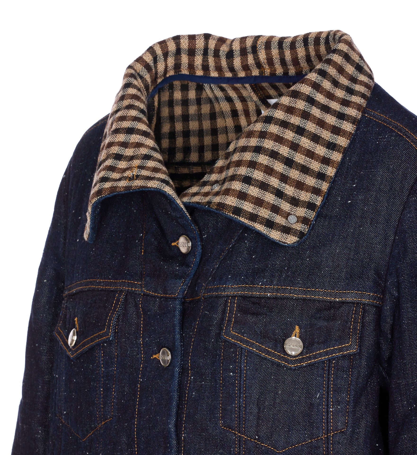 Ganni Jackets Blue Organic Cotton