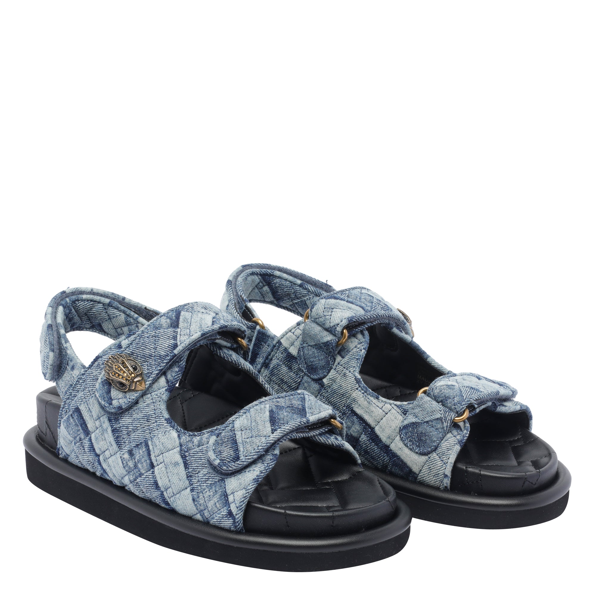 Kurt Geiger Sandals Blue Fabric Leather/ Rubber Sole