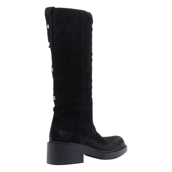 Vic Matie Boots Black Suede Leather/ Rubber Sole